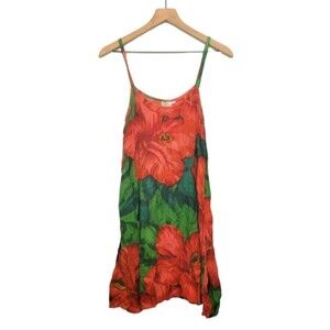 Hibiscus Flower Tropical Mini Dress Size Medium